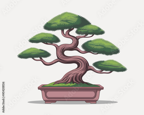 Pixel Art Bonsai Tree Illustration Japanese Zen Style