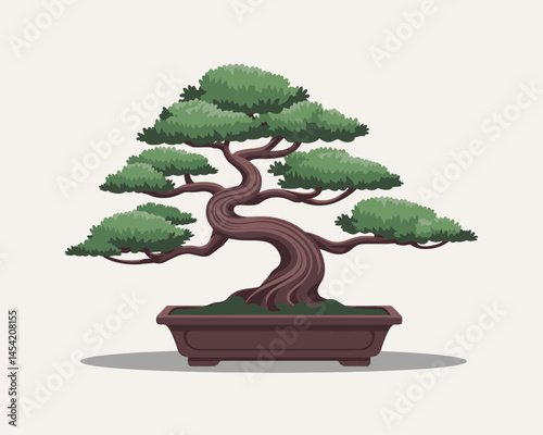 Pixel art bonsai tree miniature japanese garden decoration