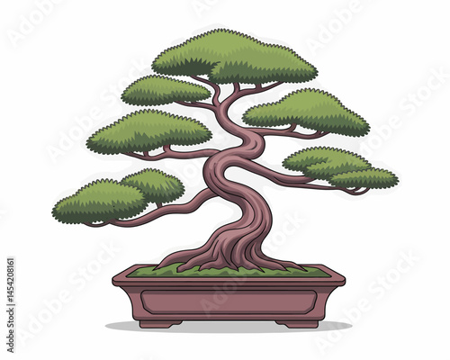 Pixel Art Bonsai Tree Illustration in a Ceramic Pot