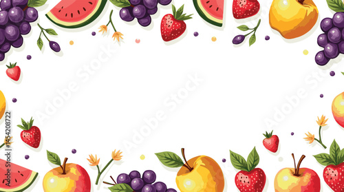 Create a kinds of fruit picnic seamless pattern illustration. Retro nature food ingredient cartoon background. Fresh spring season fruits backdrop. vector art with white background.