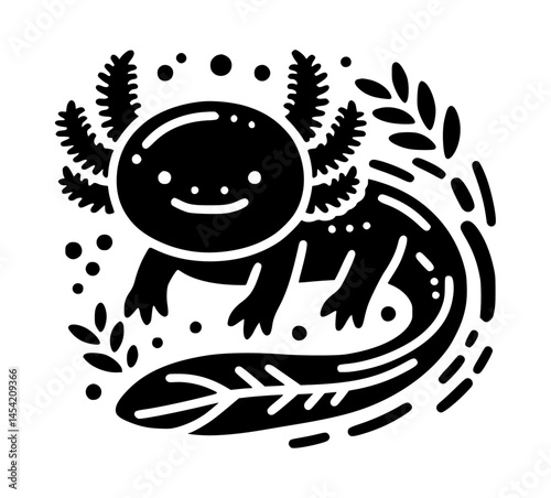 Axolotl Icon Logo In Black Color Vector White Background