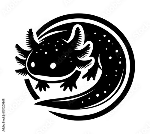 Axolotl Icon Logo In Black Color Vector White Background