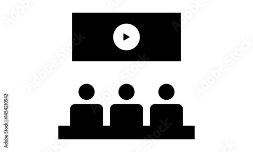 People Watching TV Icon Vector Illustration Design