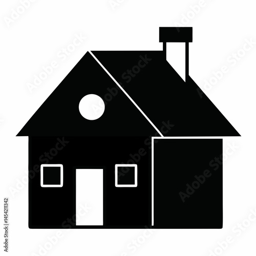 House with Chimney Vector for Residential Building and Living