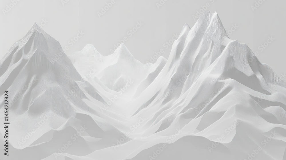 Obraz premium A monochromatic view of sculpted snowy mountain peaks.