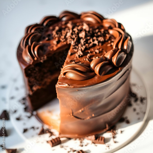 Finger millet chocalate cake. A Healthy Homemade Chocolate cake made with finger millet flour instead of all purpose flour, decorated with a generous drizzle of chocolate sauce and strawberries.