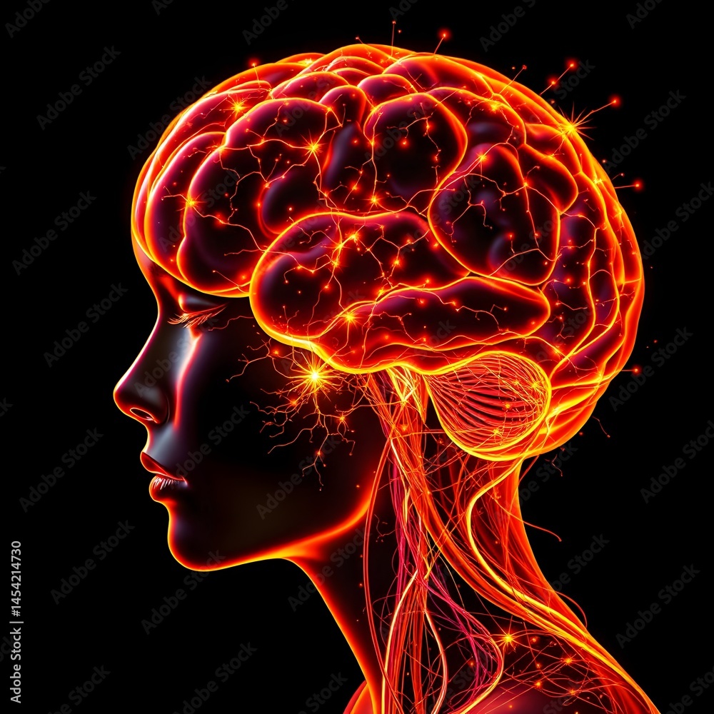 firing neurons in an active female human brain firing neurons in an active female human brain