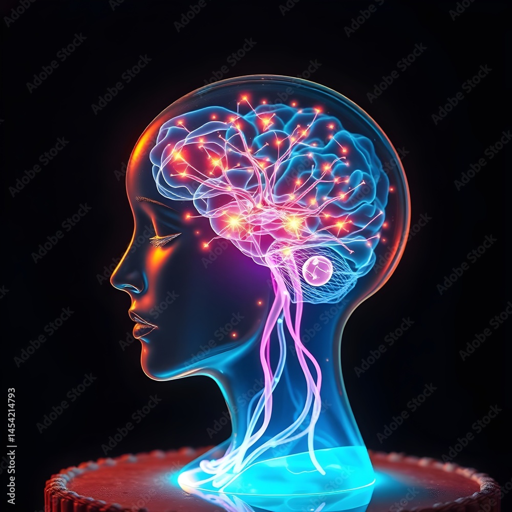 firing neurons in an active female human brain firing neurons in an active female human brain