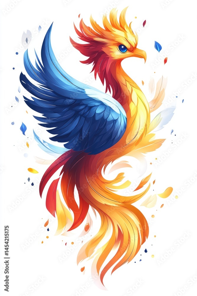 Obraz premium Fiery mythical bird with vibrant colors