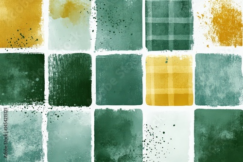 Modern watercolor backgrounds in green and yellow tones with organic and geometric forms, ideal for eco branding, packaging design, scrapbooking, or digital wellness projects.