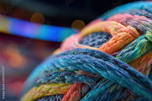 Colorful braided rope close...