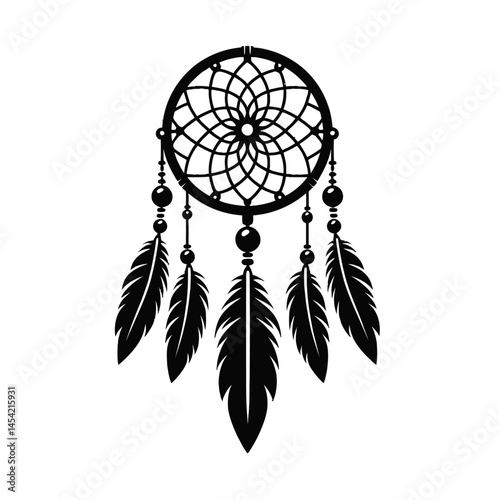 dreamcatcher silhouette vector black color flat white background logotype