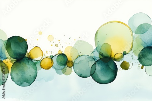 Modern watercolor backgrounds in green and yellow tones with organic and geometric forms, ideal for eco branding, packaging design, scrapbooking, or digital wellness projects.