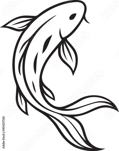 Minimalist Koi Fish Line Art