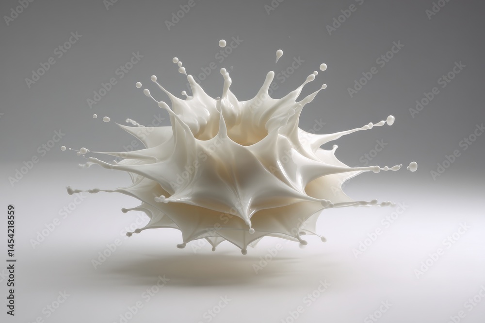 Abstract splash sculpture with a symmetrical, three-dimensional, spiky design in motion, creating a dynamic and artistic fluid shape without visible background elements Abstract splash sculpture with a symmetrical, three-dimensional, spiky design in motion, creating a dynamic and artistic fluid shape without visible background elements