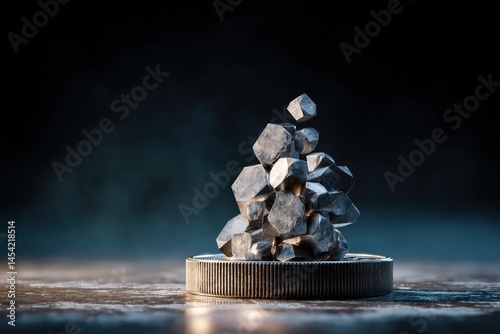A cluster of metallic geome...