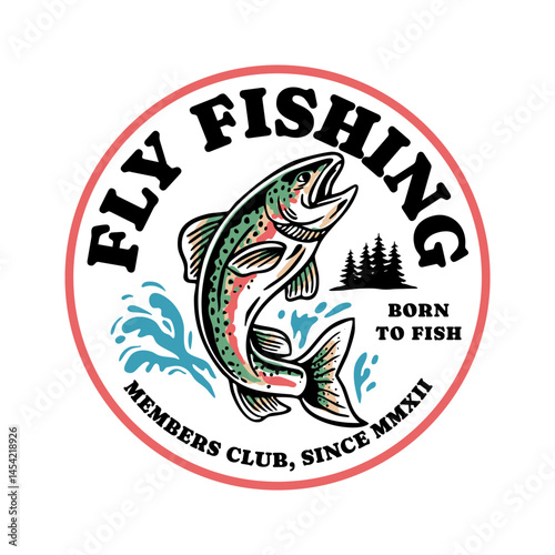 Hand-drawn fishing graphic. Vector fish illustration. Perfect for t-shirt prints, posters, stickers, and other uses.