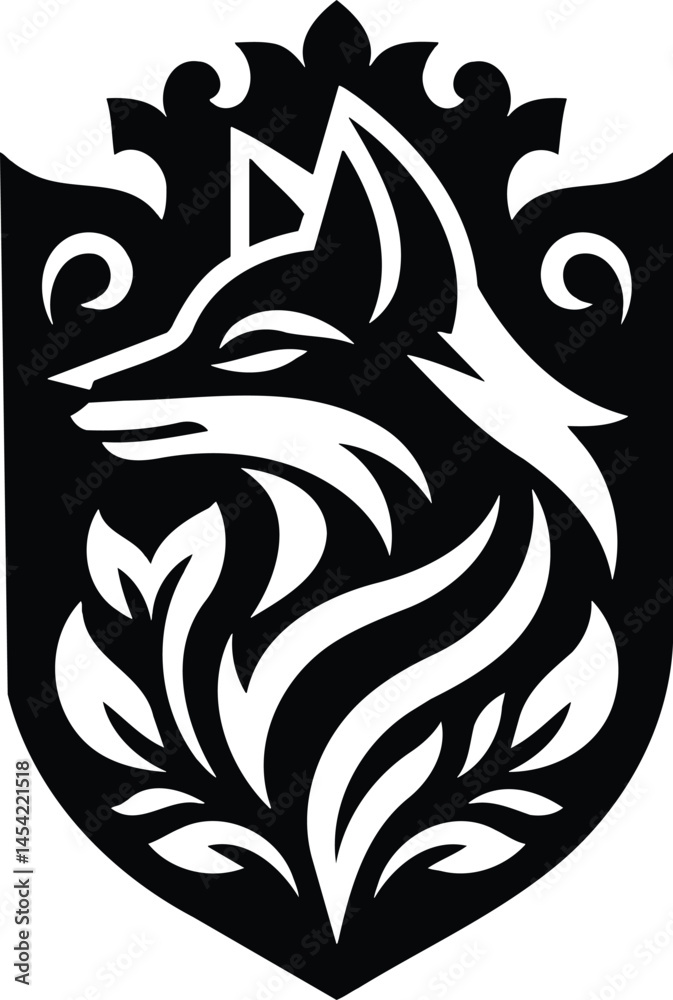 Obraz premium Black and white fox silhouette