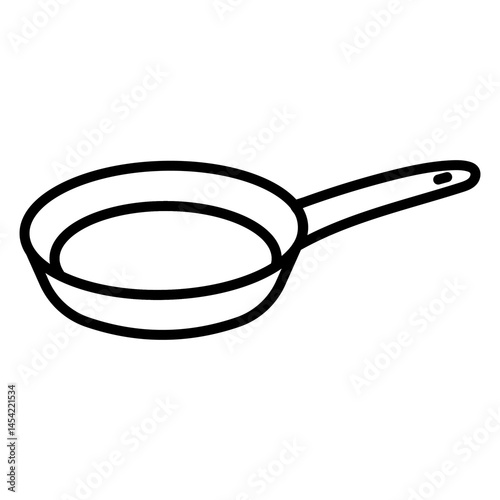 
Illustration showing a black icon of a frying pan for frying food on a white background