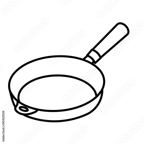 
Illustration showing a black icon of a frying pan for frying food on a white background