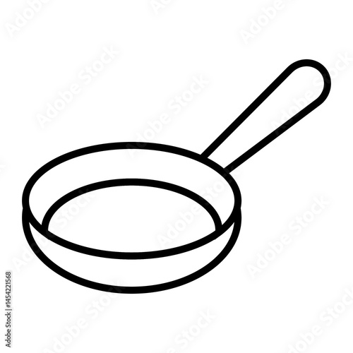 
Illustration showing a black icon of a frying pan for frying food on a white background