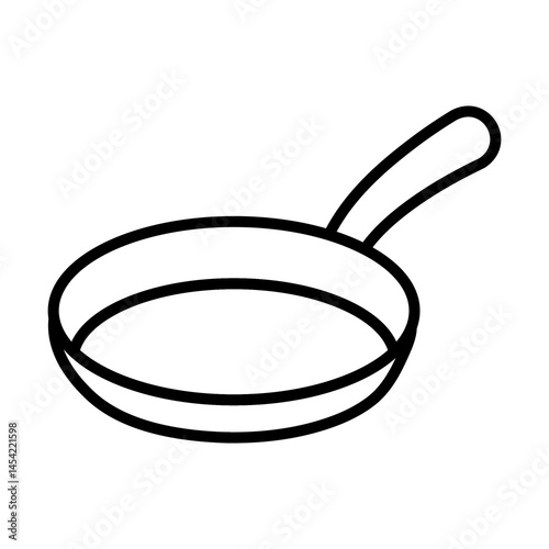 
Illustration showing a black icon of a frying pan for frying food on a white background