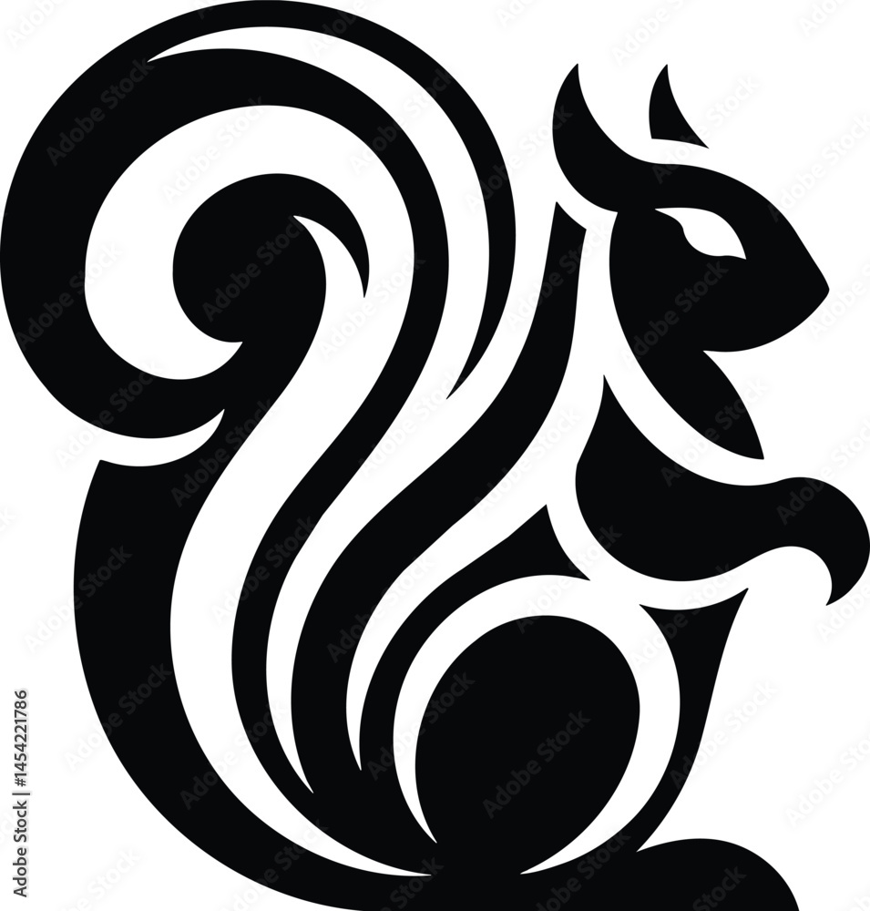 Obraz premium Black white squirrel icon