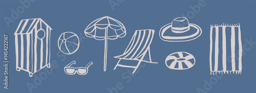 Hand drawn doodle beach elements