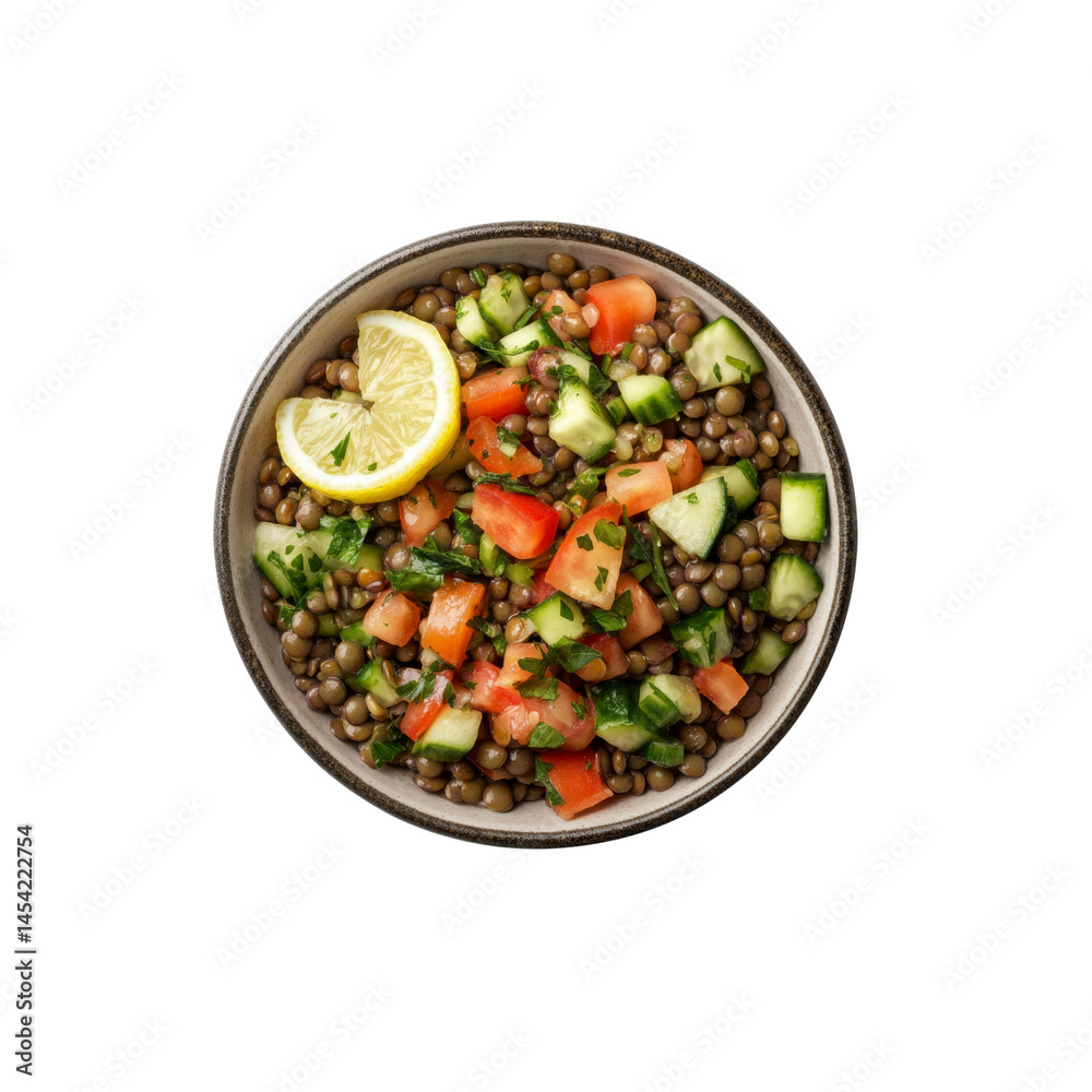Delicious Lentil Salad with Cucumber and Tomato in a Bowl Delicious Lentil Salad with Cucumber and Tomato in a Bowl