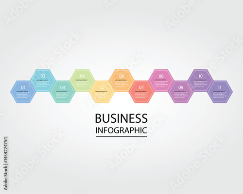 Business Infographic modern design template for banners and infographics for 11 hexagon step 