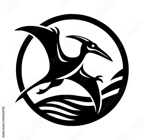 Pteranodon Icon Logo In Black Color Vector White Background