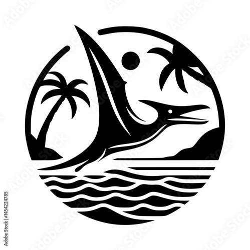 Pteranodon Icon Logo In Black Color Vector White Background