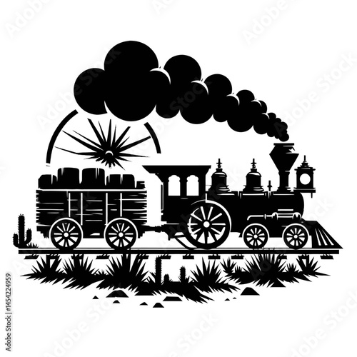 wagon train silhouette vector