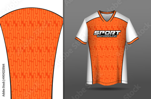 Sport jersey design with orange pattern background