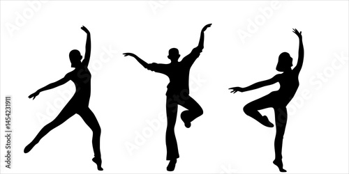 Elegant dancers in graceful poses showcasing ballet s artistry Simple black silhouettes against