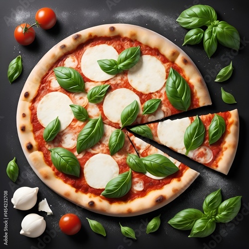 Pizza with tomatoes and mozzarella