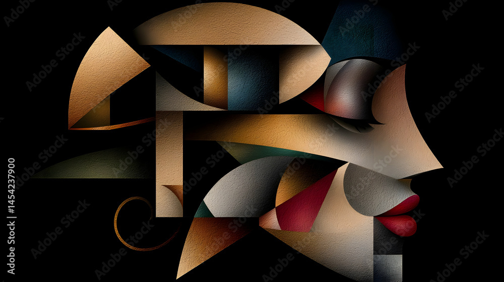 Obraz premium Abstract Geometric Portrait Of A Woman
