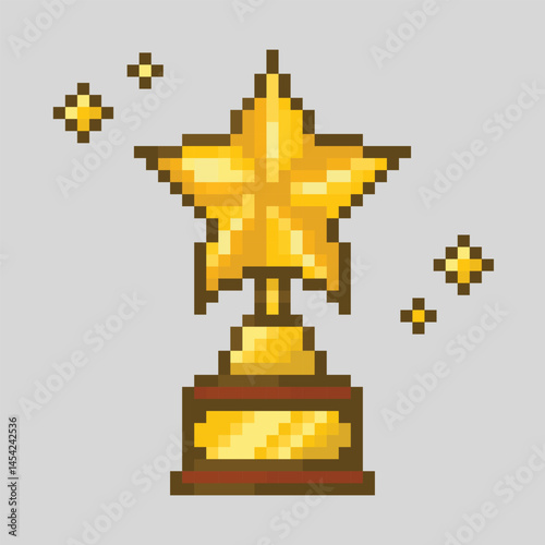 Golden Pixel Art Star Trophy