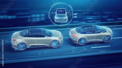 Futuristic Self-Driving Cars on Highway