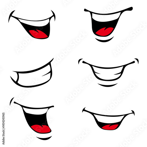 Set of cartoon mouths isolated