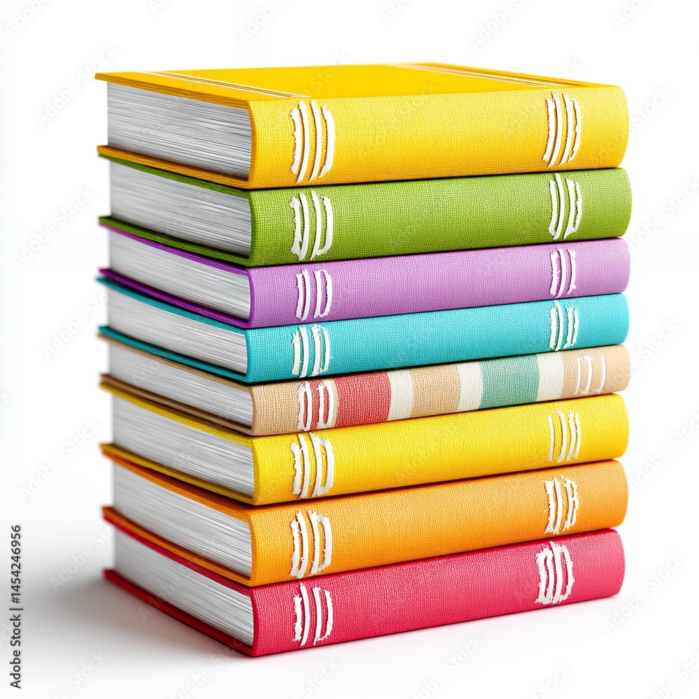 Stack of Colorful Books on White Background Stack of Colorful Books on White Background