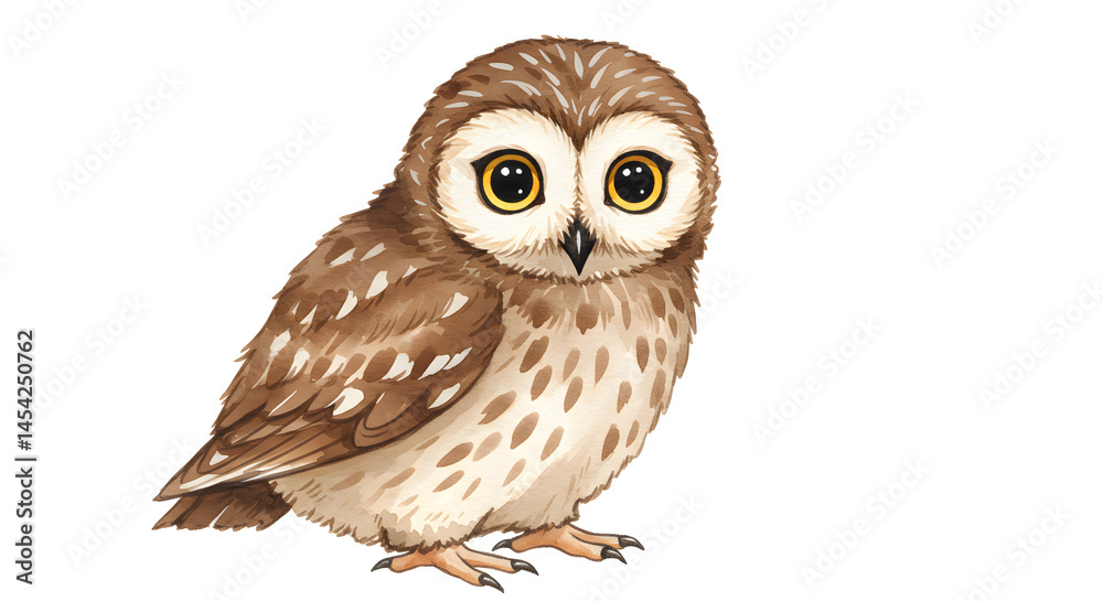 Naklejka premium Charming owl illustration capturing its captivating gaze and intricate details