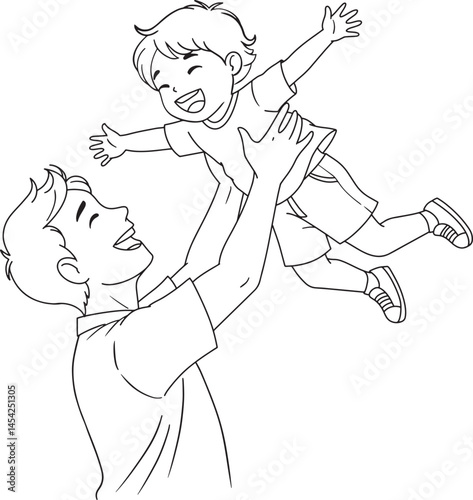 Father Playing with Son Illustration