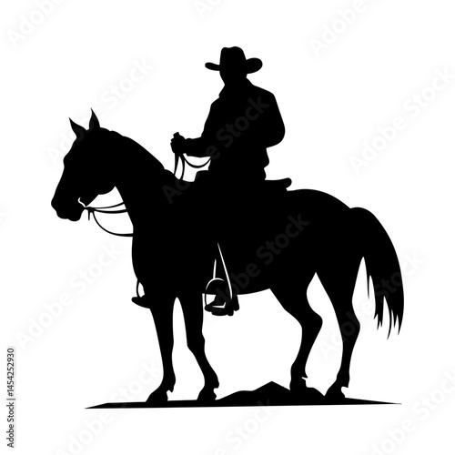 Cowboy on Horseback Silhouette clipart