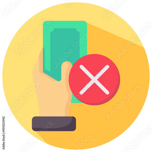 no cash payment vector round flat icon