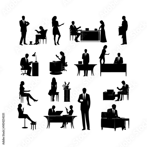 Professional Lawyer Silhouette set clipart