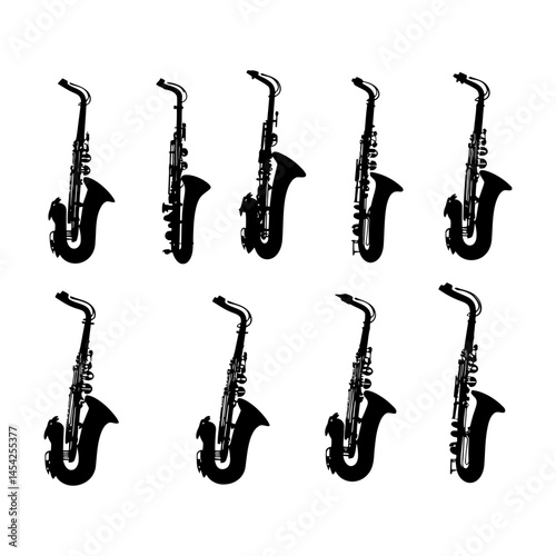 Saxophone Silhouette set clipart