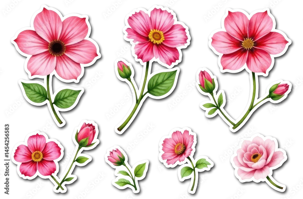 custom made wallpaper toronto digitalSet of spring stickers, flowers and floral elements isolated on a white background. compositions for greeting card, scrapbooking, magnets. Floral poster, invite.
