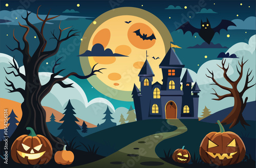 Scary Haunted House Halloween Art