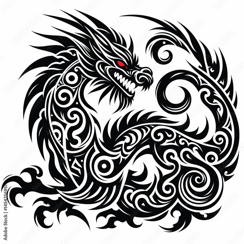 Fototapeta premium A dragons, shadows in the night, Gliding through the moon with wings of quiet might.11